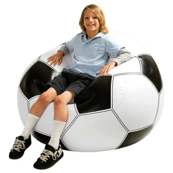 Sillón Inflable Puff Redondo Interior Pelota Football Bogota Blanco