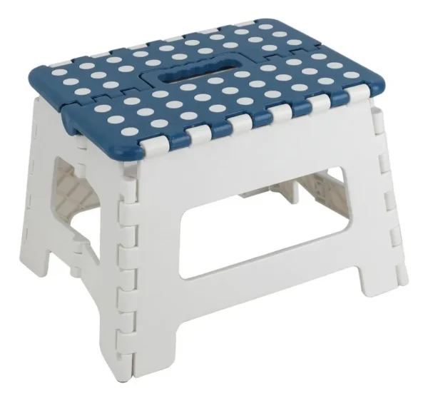 Butaco Plegable Azul/blanco Alto 35 Cm Bogota 100 Kg Plástico Reforzado Blanco/azul