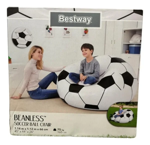 Sillón Inflable Puff Redondo Interior Pelota Football Bogota Blanco