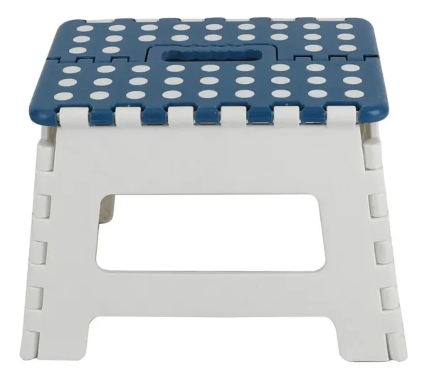 Butaco Plegable Azul/blanco Alto 35 Cm Bogota 100 Kg Plástico Reforzado Blanco/azul