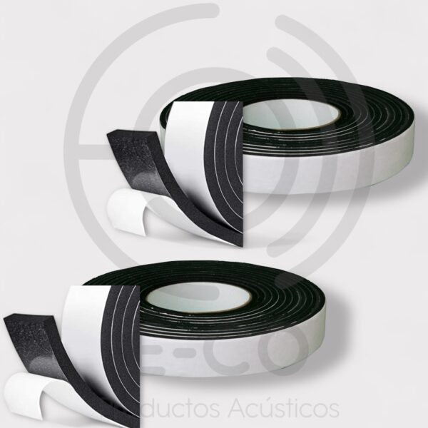 Cinta Aislante de Sonido para Puertas y Ventanas – Combo x2  Sellado Acústico Negro