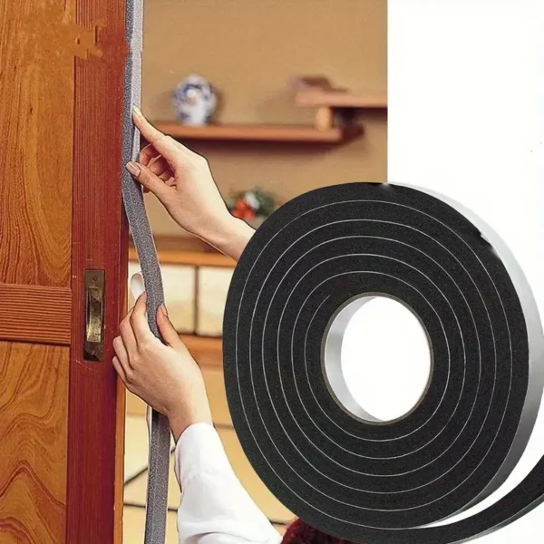 Cinta Aislante de Sonido para Puertas y Ventanas – Combo x2  Sellado Acústico Negro